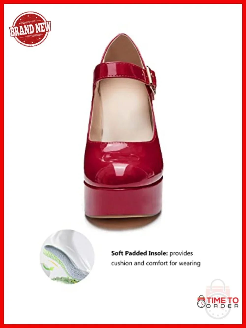 Patent T-Strap Chunky Platform Heels Round Toe Mary Jane Dress Shoes